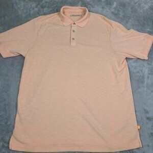 Tommy Bahama Polo Mens‎ Med Peach Tencel Shirt Beach Golf Lounge Preppy EUC